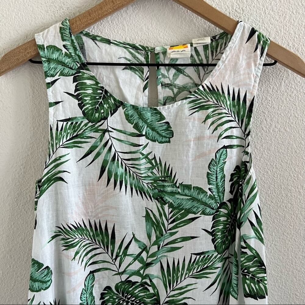 C&C California 100% Linen Tropical Dress Tank Shirt Dress Small - Picture 4 of 12